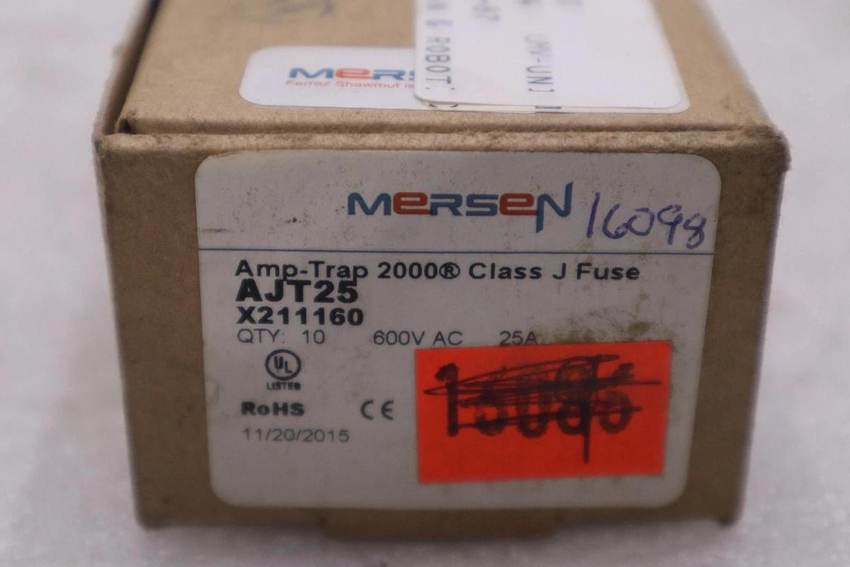 Used New AJT25 AMP-TRAP Class J Fuse 25A 600V (FULL BOX OF 10) STOCK 4894A