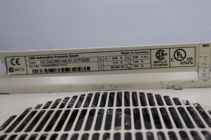 Used ABB DCS 500 Thyristor DCS502B0140-51-21P2000 21 Amp DC Drive #1691
