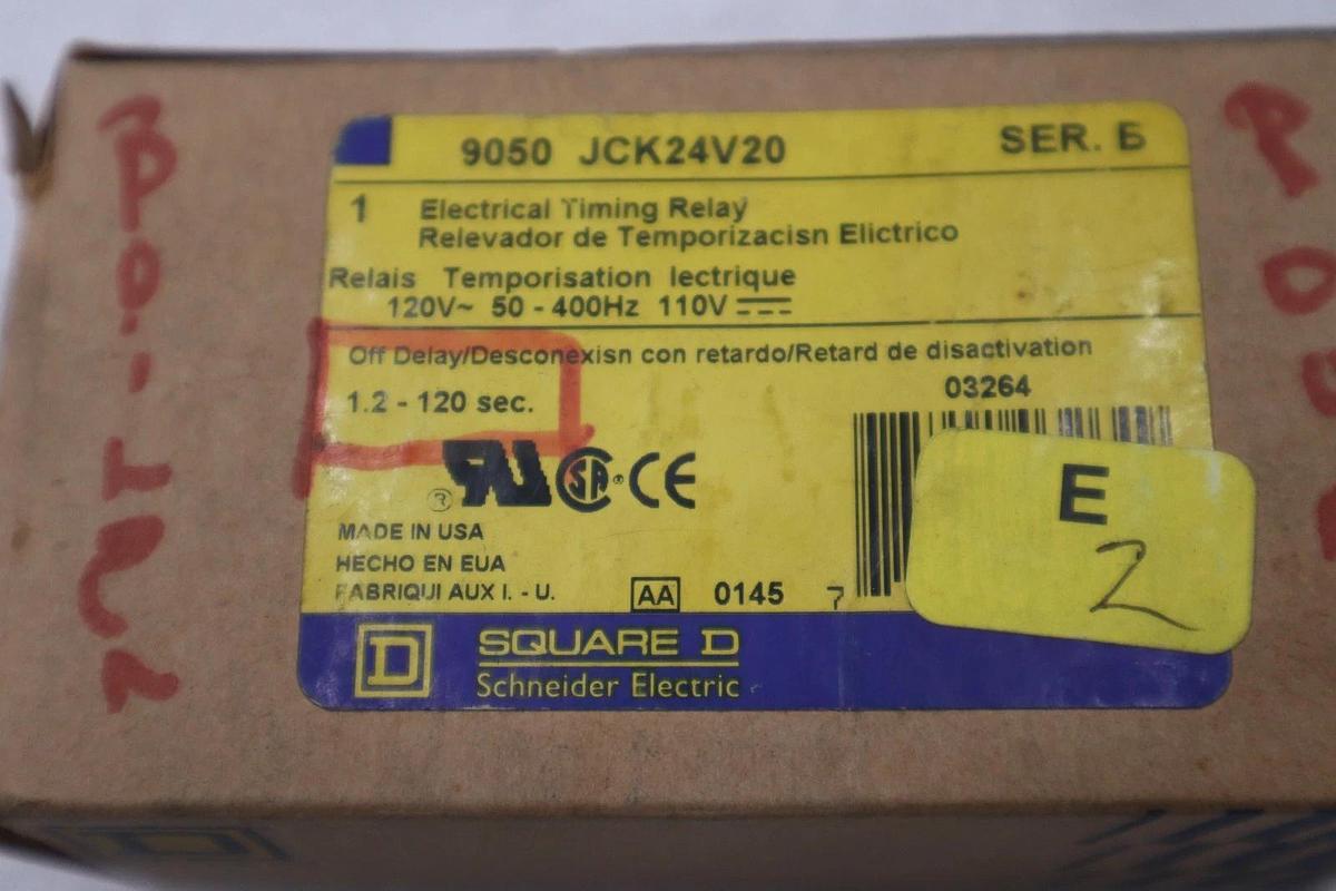 LOT OF 2 --- Square D 9050 JCK24V20 Timing Relay NEW OPEN BOX STK GF699A