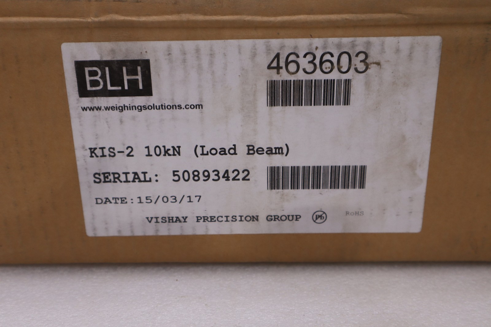 BLH ELECTRONICS KIS-2-10-KN LOAD BEAM CELL - NEW IN BOX - STOCK GF1041