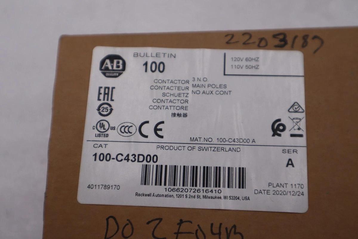 Used 100-C43D00  Allen Bradley Contactor Module In Box 100C43D00 NEW IN BOX #H664A