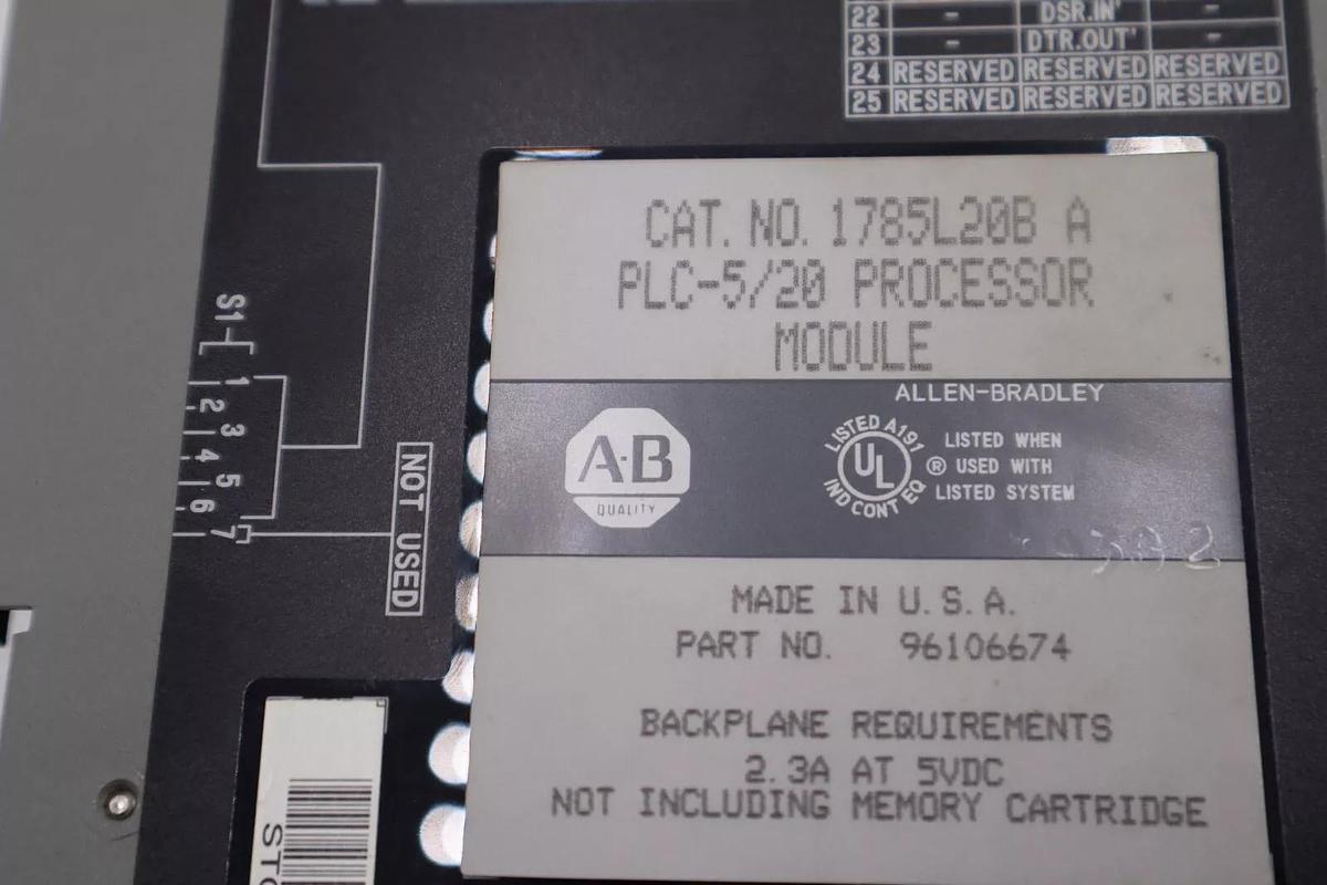 Used Allen Bradley AB 1785-L20B A PLC 5/20 Module Programmable Controller STK 5303