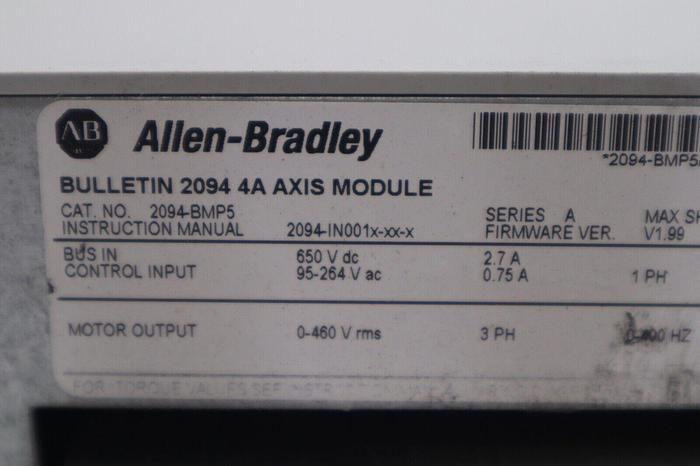 Used Allen-Bradley Bulletin 2094-BMP5/A Kinetix 6000 4 Amp Axis Module STOCK #5015