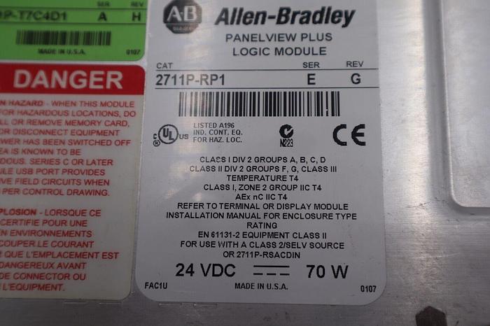 Used Allen Bradley 2711P-T7C4D1 PanelView Plus 700 SER A REV H STOCK 2185-A