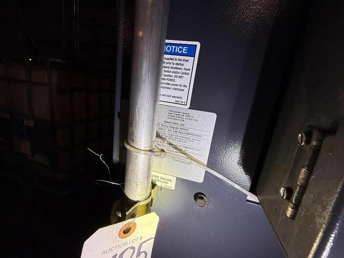 Used ZEKS 1200HSFA6F8 Refrigerated Air Dryer 2400 SCFM HeatSink Cycling 575VAC 3PH