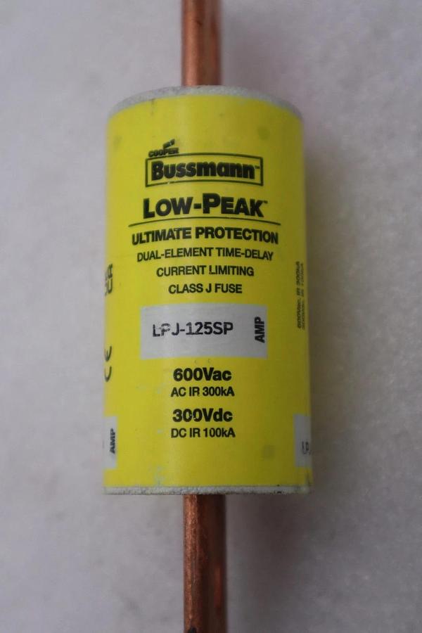 Used LOT OF 3 - Bussmann LPJ-125SP Low Peak Dual Element Time Delay Fuse - STK 4946A