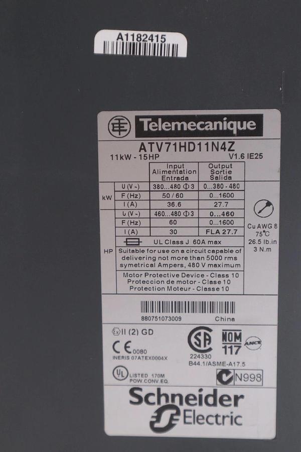 NEW SCHNEIDER variable speed drive ATV71HD11N4Z 15 HP STOCK 2313-C