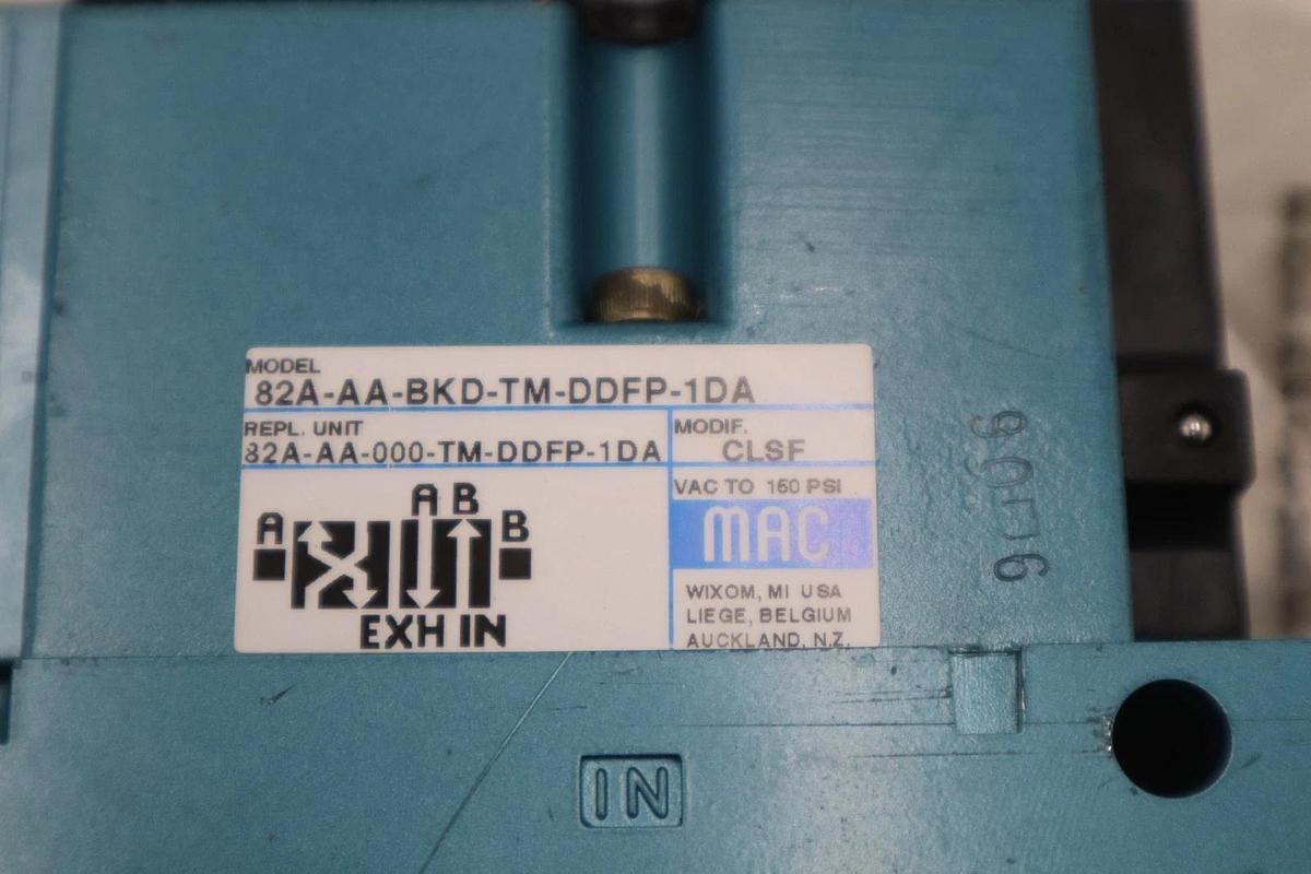 Used MAC 82A-AA-BKD-TM-DDFP-1DA 24VDC 150PSI - STOCK GF259A