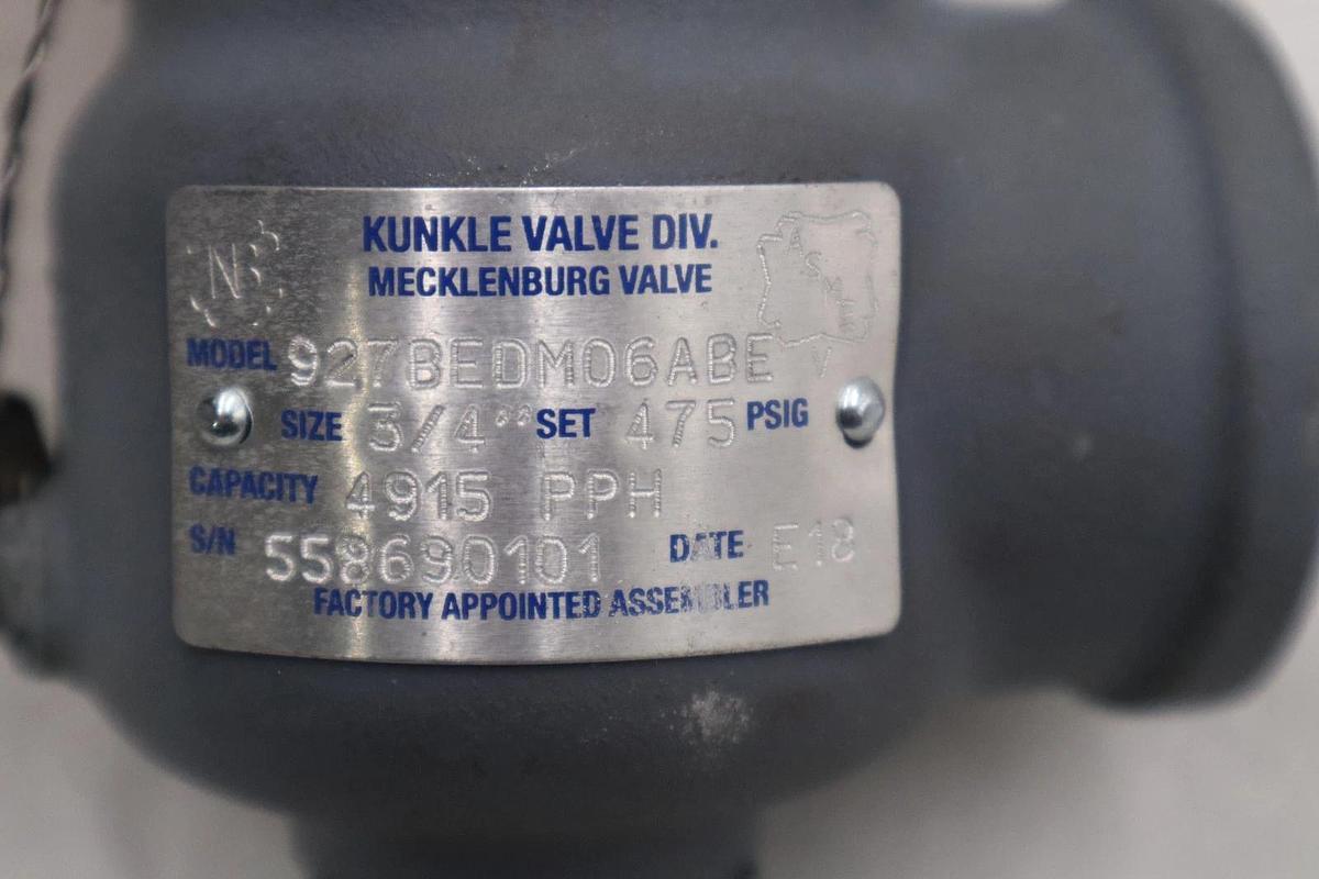 Used NEW KUNKLE 927BEDM06ABE RELIEF VALVE 3/4" 475PSI - STOCK GF168