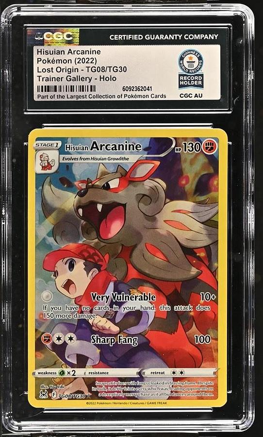 Used 2022 POKEMON LOST ORIGIN #TG08 FULL ART/HOLO HISUIAN ARCANINE CGC WORLD RECORD