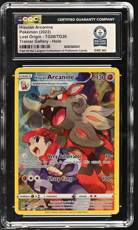 Used 2022 POKEMON LOST ORIGIN #TG08 FULL ART/HOLO HISUIAN ARCANINE CGC WORLD RECORD
