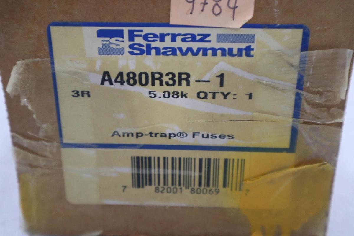 Used NEW FERRAZ SHAWMUT A480R3R-1 AMP-TRAP FUSE A480R3R1 - STOCK GF867