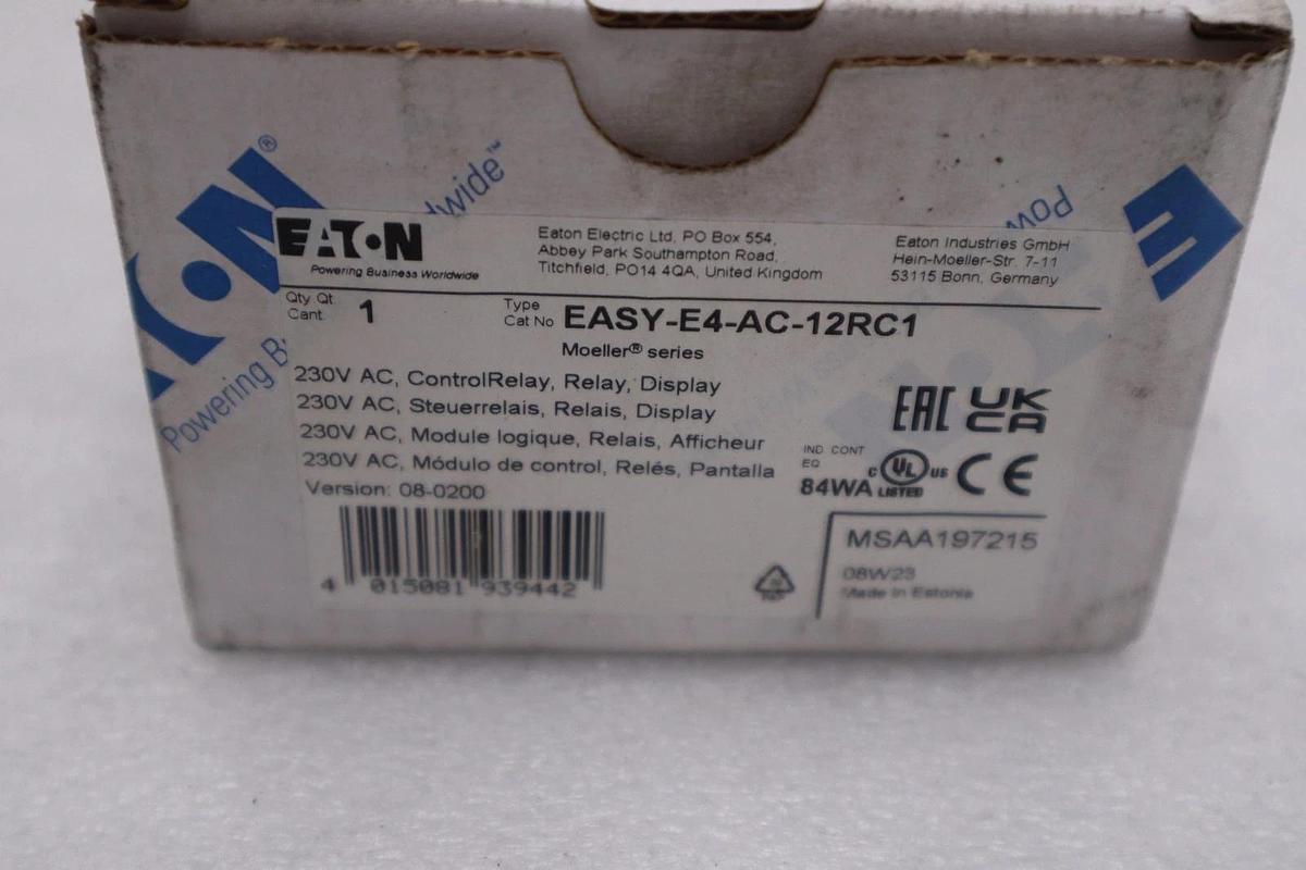 NEW OPEN BOX EATON MOELLER SERIES EASY-E4-AC-12RC1 Control Relay STK K-3965CC