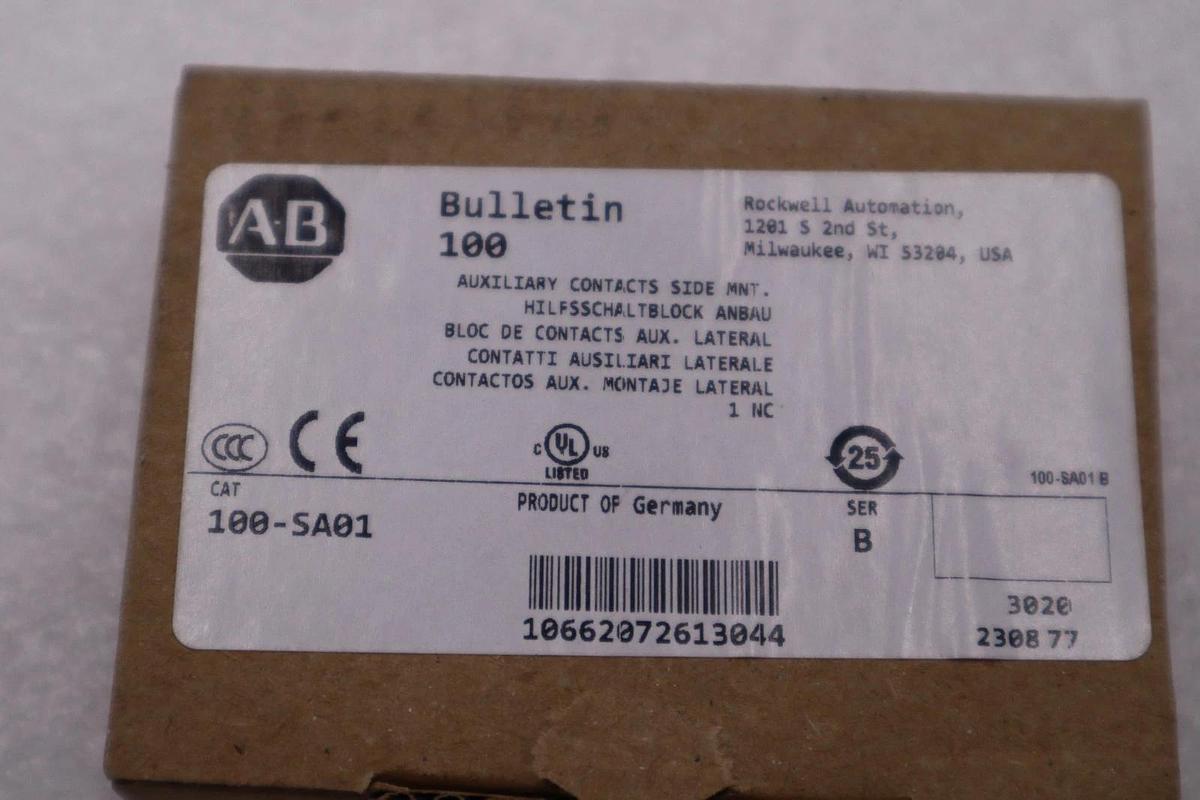 LOT OF 2 - Allen Bradley 100-SA01 Auxiliary Contact Side Mount STOCK H860A