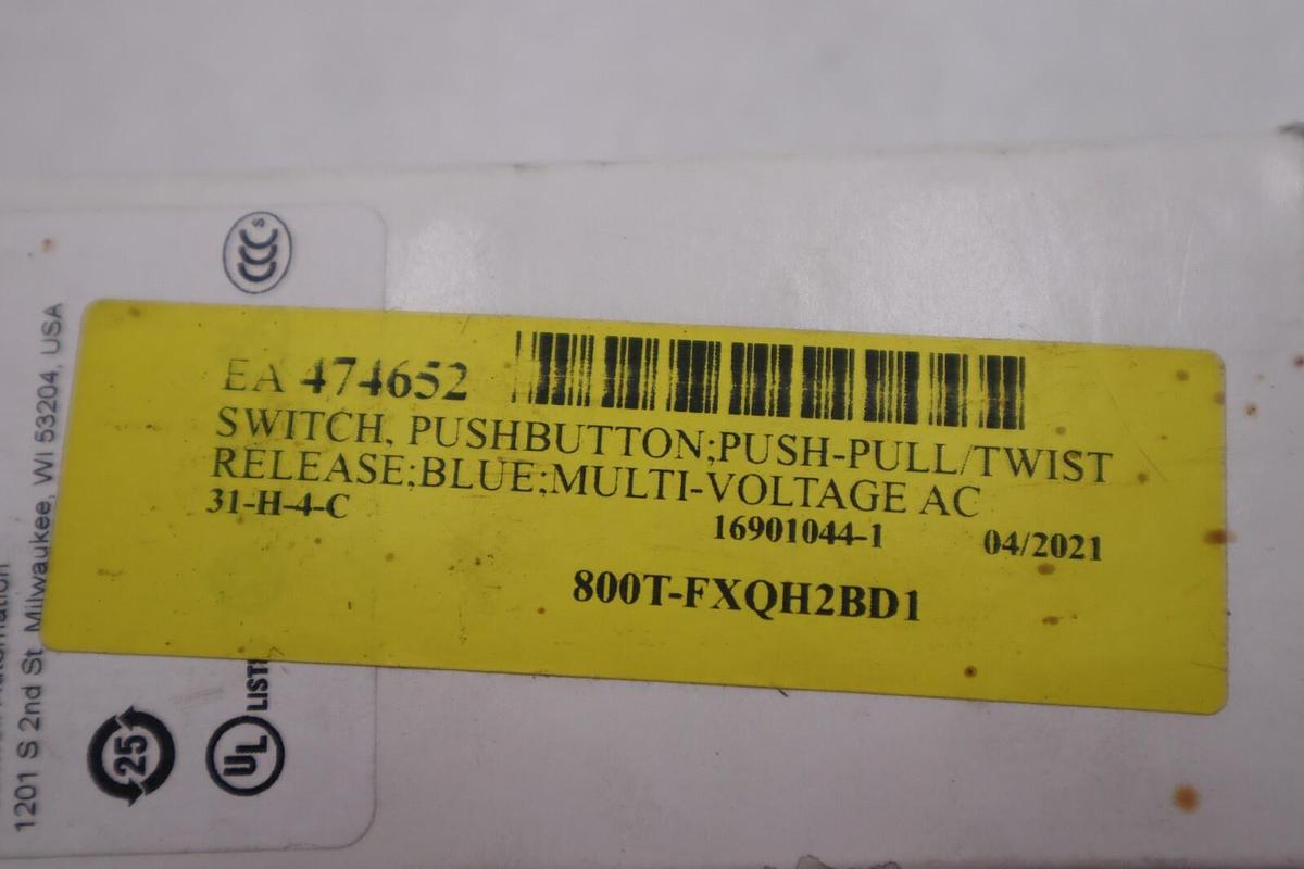 Used ALLEN BRADLEY 800T-FXQH2BA1 30MM PUSH-PULL DEVICE SER U STOCK #K-2382