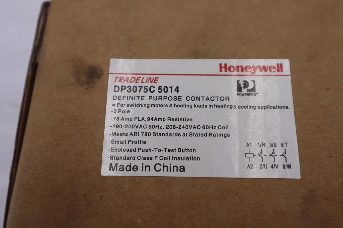Used Honeywell DP3075C 5014 Definite Purpose Contactor, 3 Pole, 75Amp #K-2696