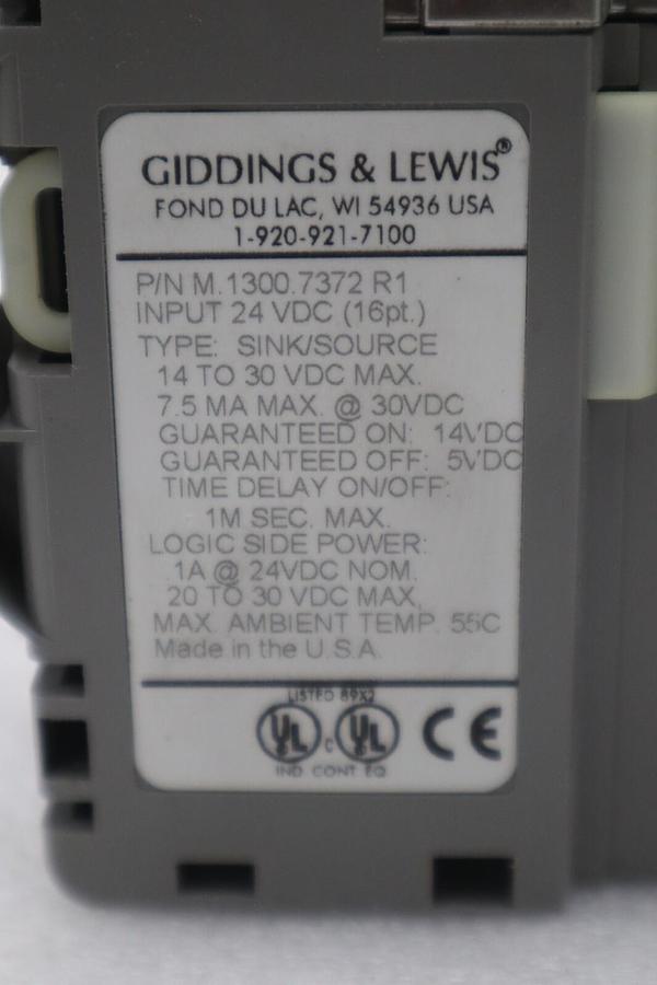 Used GIDDINGS & LEWIS M.1300.7372 R1 Input Module 24VDC SINK/SOURCE STOCK 654-D