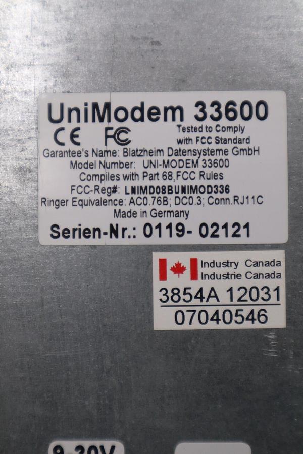 Used Unimodem   UNI-MODEM 33600 STOCK K-683-C