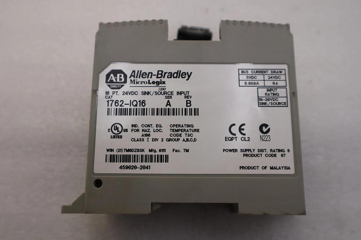 Used Allen-Bradley 1762-IQ16 MicroLogix 16 PT 24V DC Input STOCK K-686-C