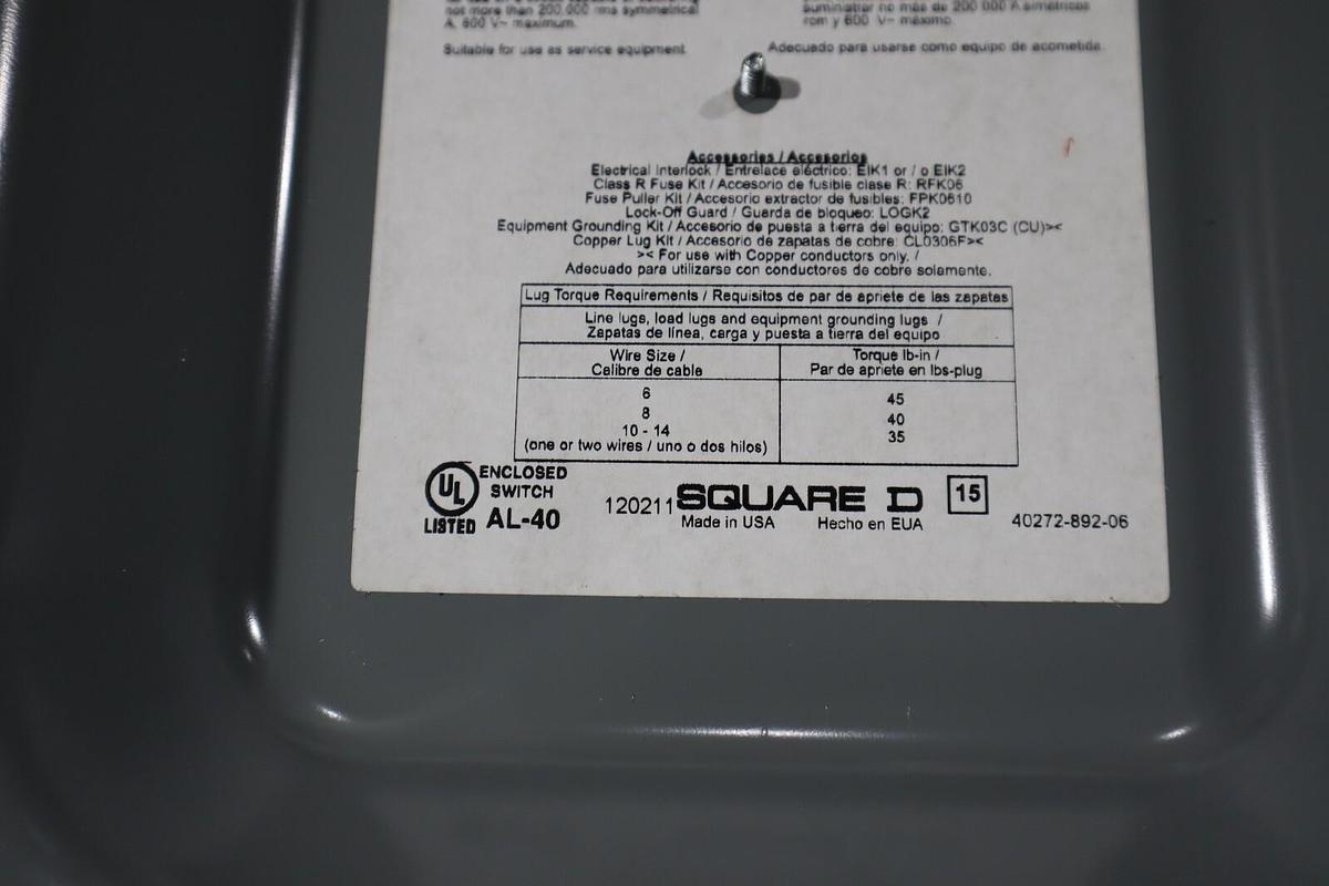 NEW SQUARE D H361AWC FUSIBLE SAFETY RECEPTACLE SWITCH 30AMP STOCK H716