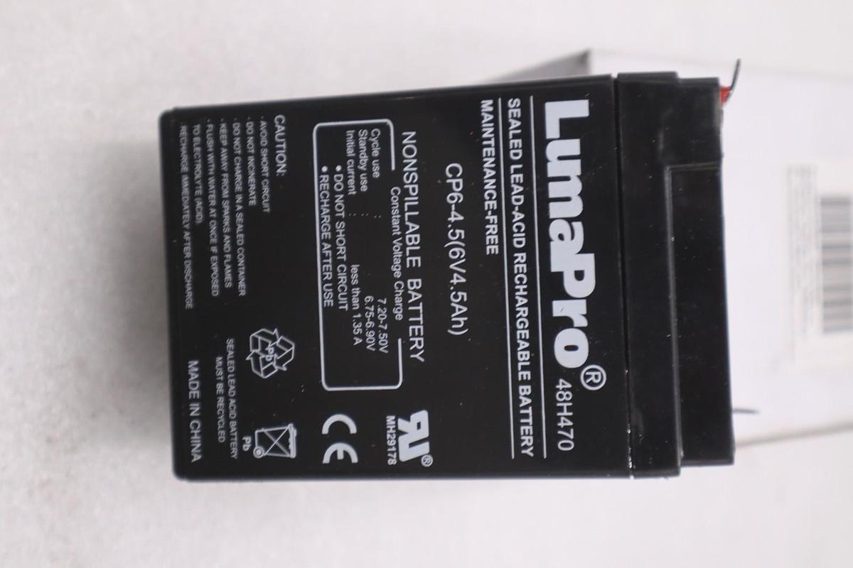 Used NEW OPEN BOX LUMAPRO 48H470 SEALED LEAD ACID RECHARGEABLE BATTERY K-4031CC