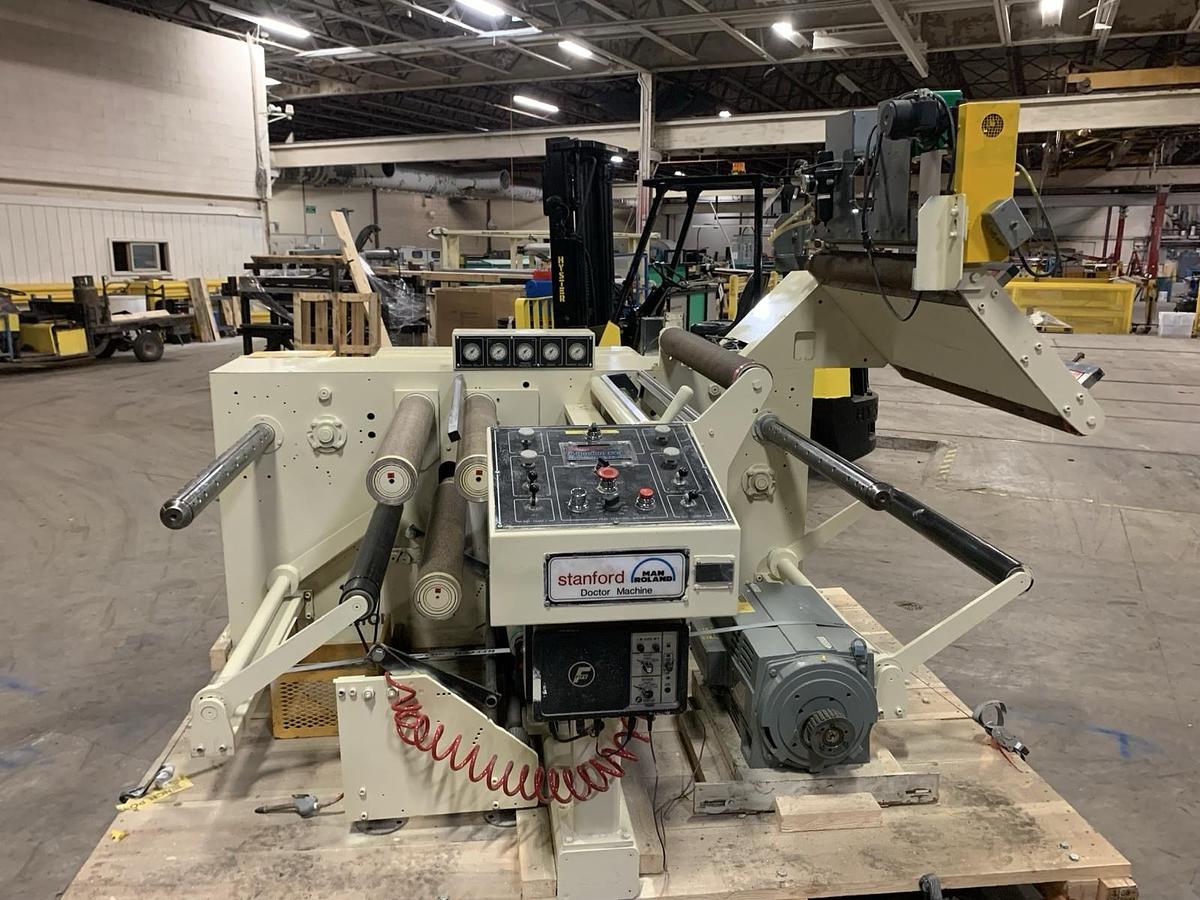 Used 32" WIDE STANFORD MAN ROLAND MODEL 152 FW DOCTOR REWINDER 30" REWIND CAPACITY