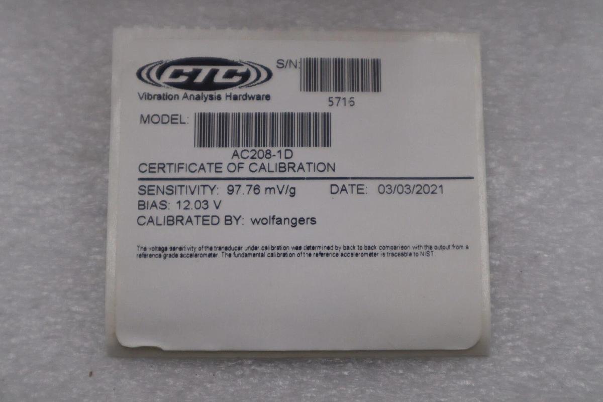 Used CTC AC208-1D High Temperature Accelerometer (NEW BOX OF 5 UNITS) STOCK G734A