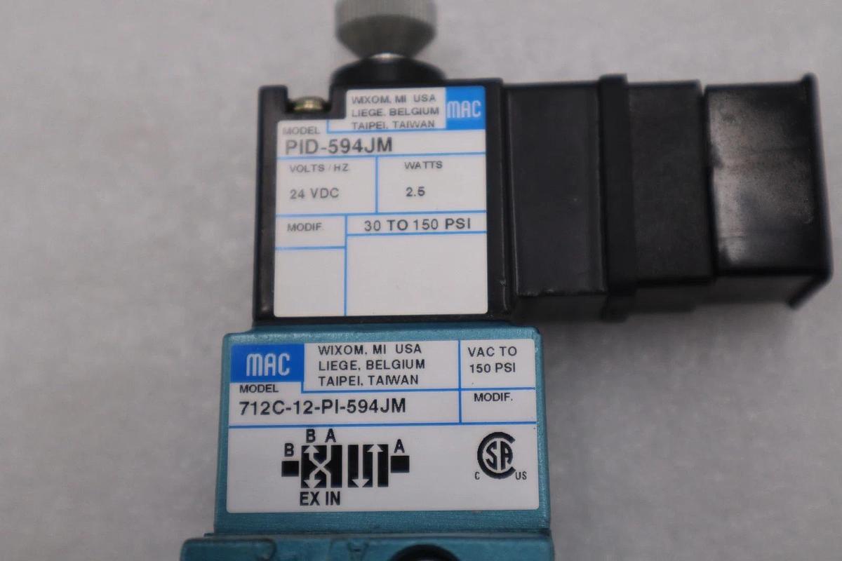 Used MAC 712C-12-PI-594JM SOLENOID VALVE - STOCK GF268A