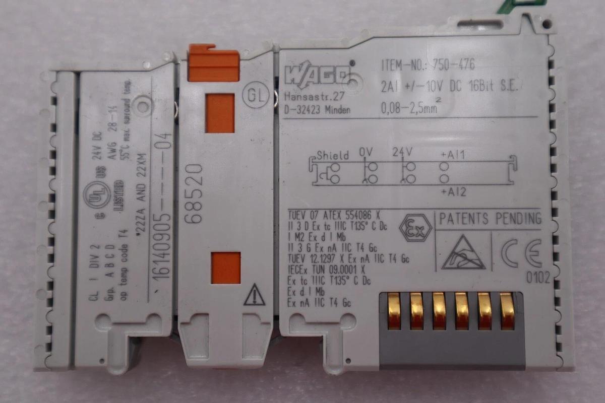 Used Wago 750-476 Channel Analog Input Module ±10VDC Single Ended 16 Bit #K-1725