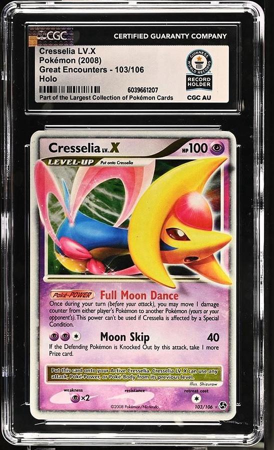 Used 2008 POKEMON GREAT ENCOUNTERS #103 CRESSELIA LV.X-HOLO CGC WORLD RECORD 1/1