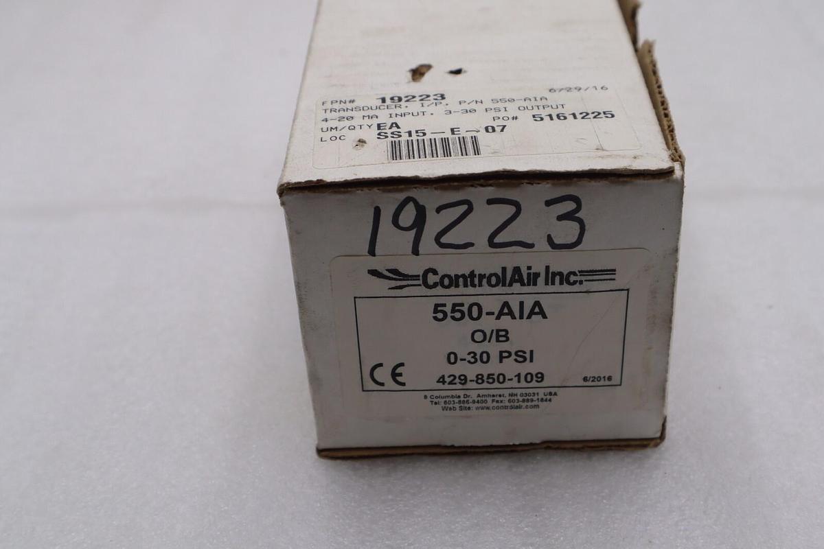NEW CONTROLAIR O/B 0-30PSI ELECTRIC TO PNEUMATIC TRANSDUCER 550-AIA STOCK L-785