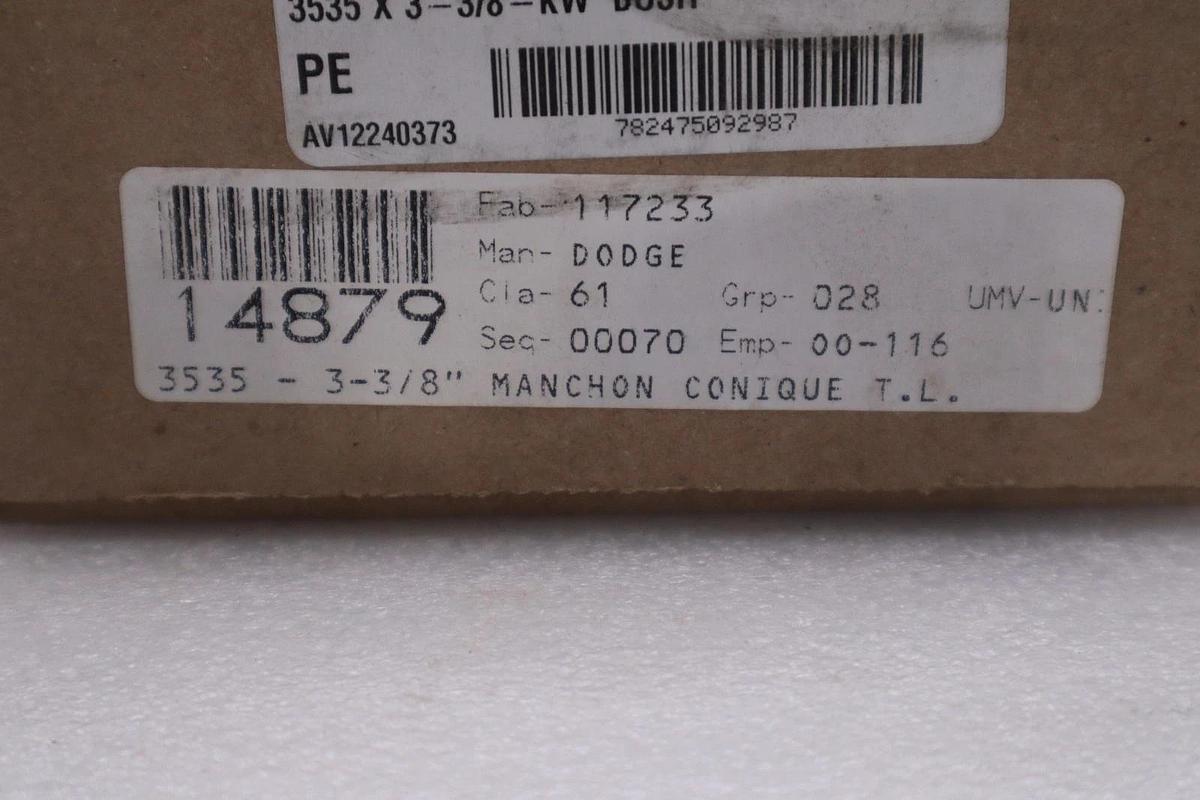 Used Dodge 117233 3535 X 3 -3/8-KW TAPER LOCK BUSH - NEW IN BOX - STOCK GF456A
