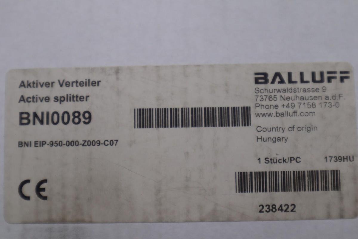 Used BALLUFF 950-000-Z009-C07 ETHERNET SWITCH BNI0089 STOCK #K-3875