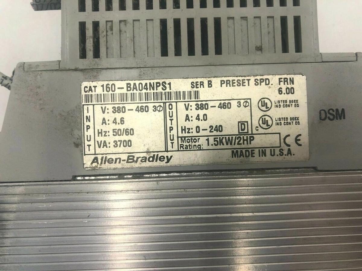 Used ALLEN BRADLEY 160-BA04NPS1 DRIVE SER B 2 HP STOCK 1319