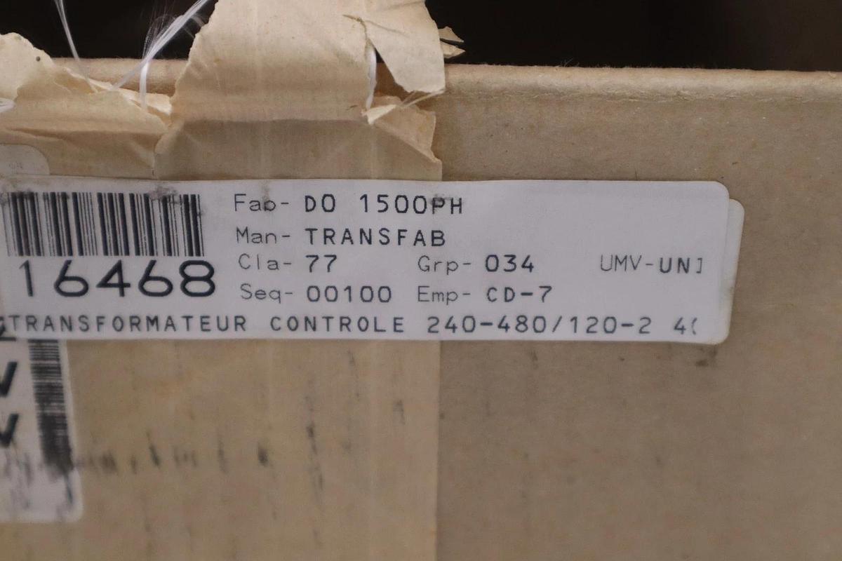 Used TRANSFAB TMS DO 1500PH/ DO1500PH CONTROL TRANSFORMER - STOCK SGF122