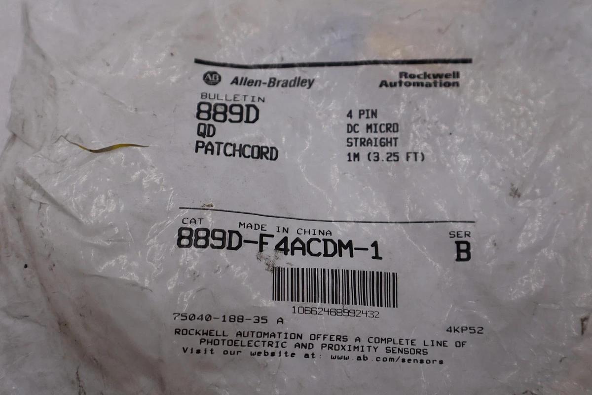 Used NEW SEALED AB ALLEN BRADLEY 889D-F4ACDM-1  SER. B PATHCORD STOCK H1559