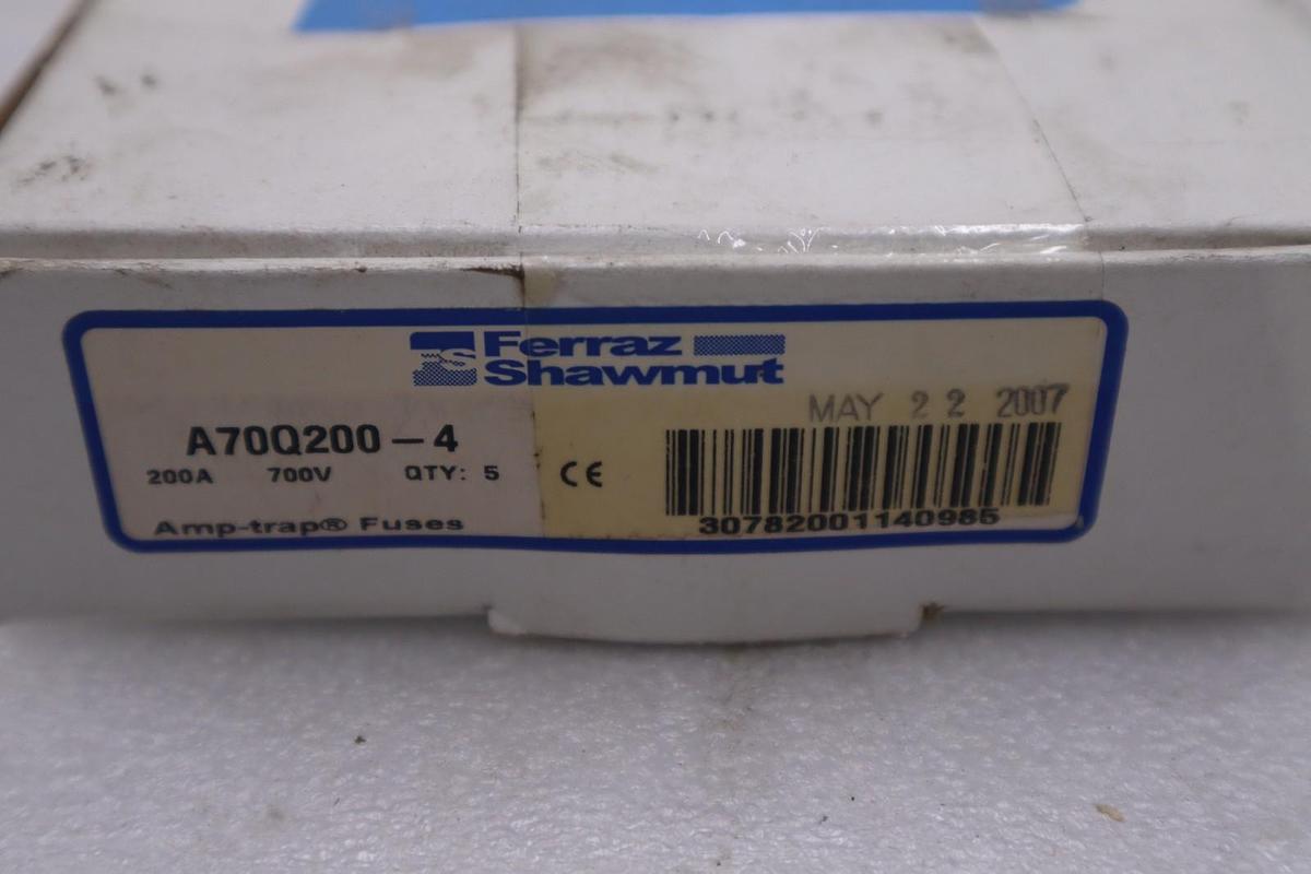 Used FERRAZ SHAWMUT A70Q200-4 200A 600V QTY: 5 BOX OF 5 NEW STOCK 5827A