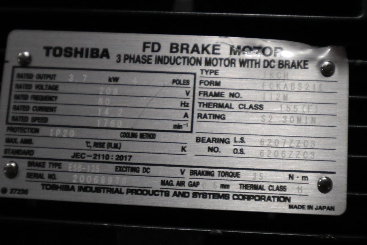 Used NEW TOSHIBA TYPE IKCH FORM FCKABS21E 3.7 KW 4 POLES FD BRAKE MOTOR STOCK HS32