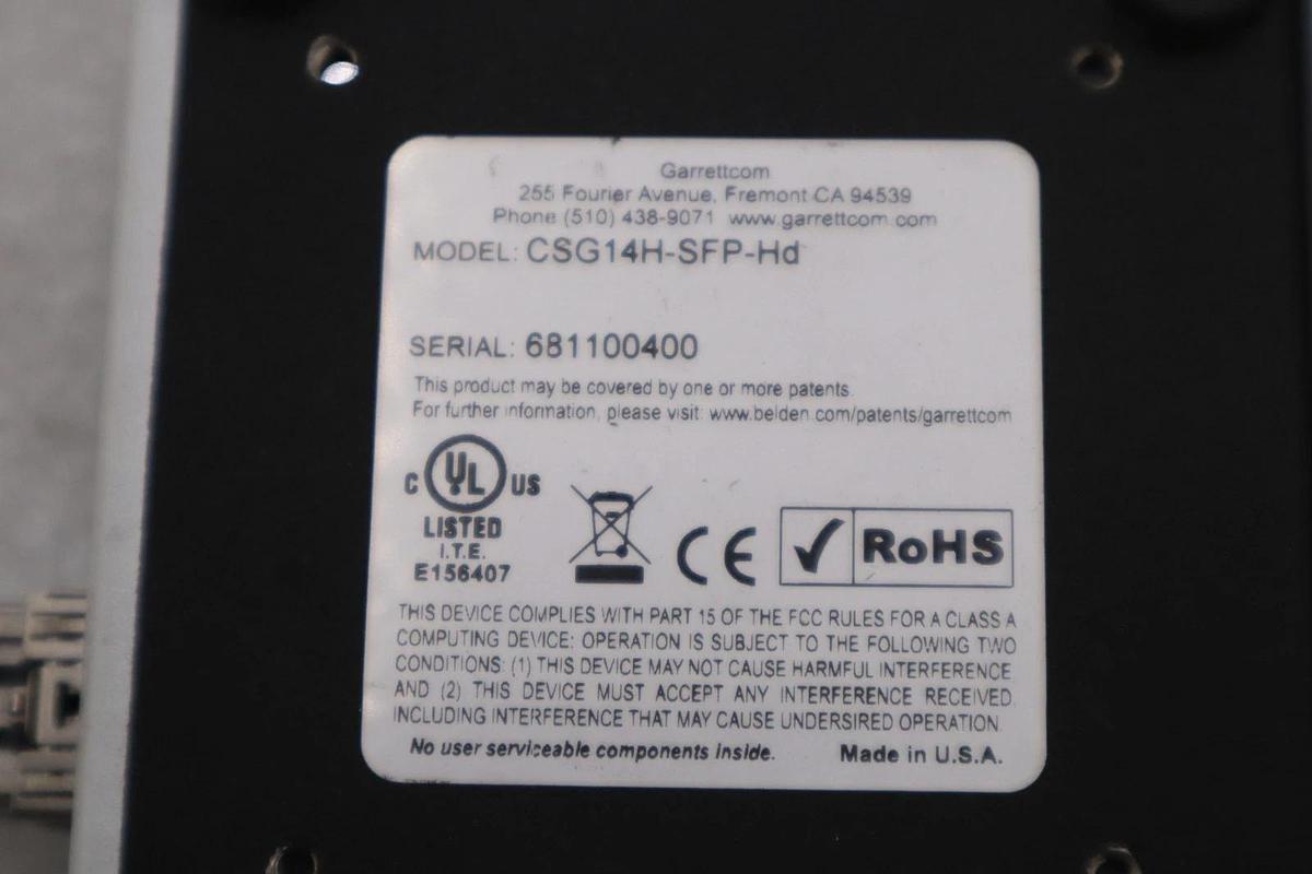 Used GarrettCom Magnum CSG14H-SFP-HD Hardened Edge Switch - STOCK GF184A