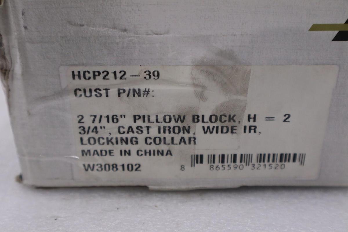 NEW PEER HCP212-39 DURA-ROLL PILLOW BLOCK BEARING 2-7/16" STOCK 811D