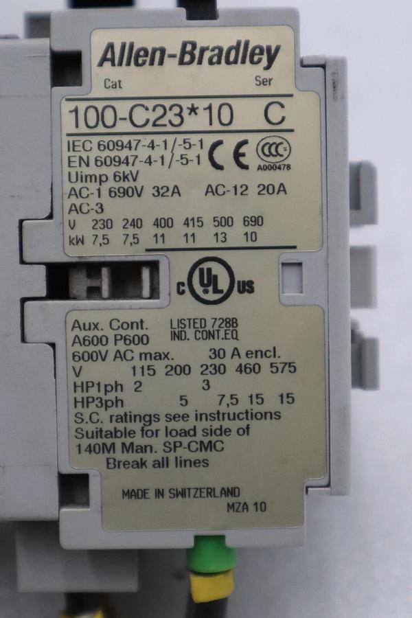 Used ALLEN BRADLEY 140M-D8E-C25 CIRCUIT BREAKER WITH 100-C23*10 CONTACTOR STOCK 719-A