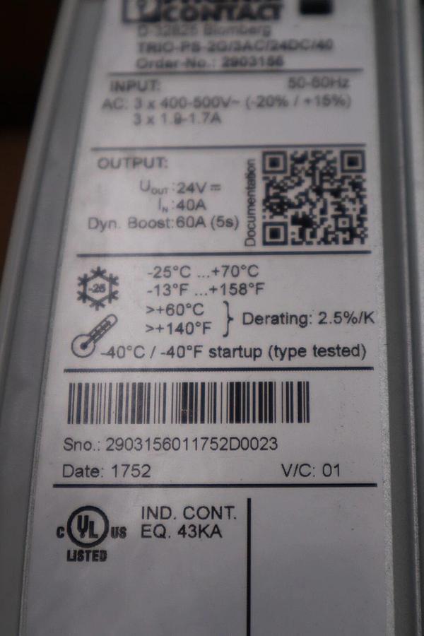 Used Phoenix Contact TRIO-PS-2G/3AC/24DC/40 Power Supply / 2903156  -  NEW IN BOX