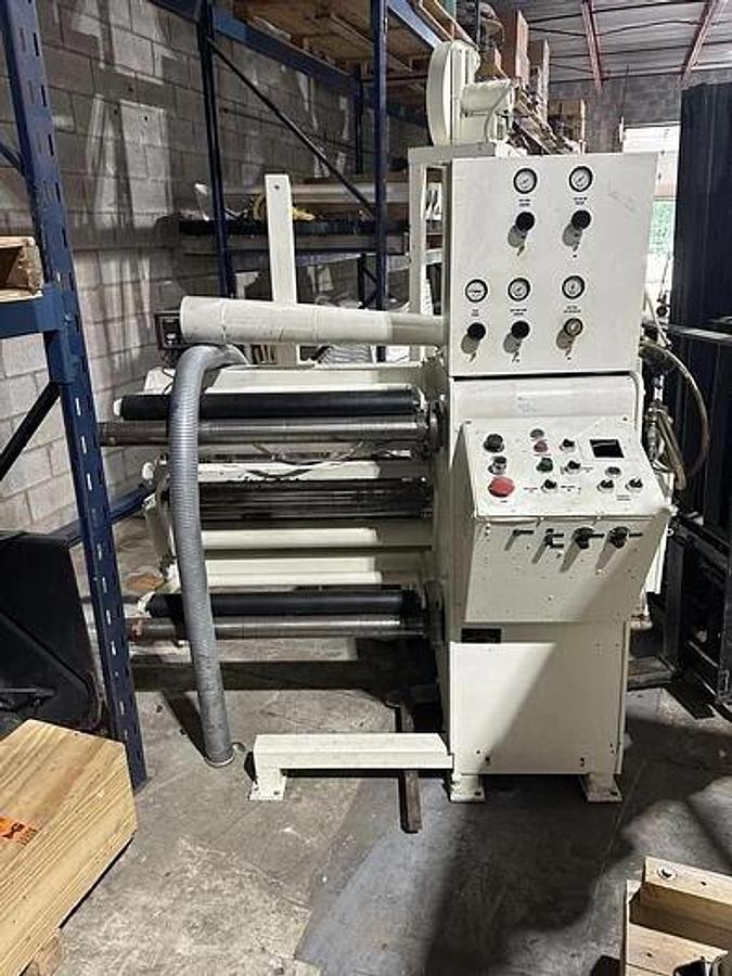 Used 30” VOORWOOD DUPLEX MODEL 30-24 SLITTER REWINDER WITH TRIM BLOWER