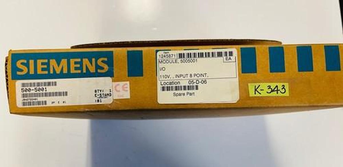Used SIEMENS 500-5001 INPUT MODULE LOT 5005001 #K-343