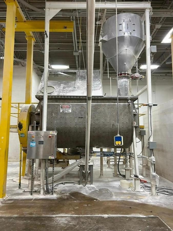 Used STAINLESS STEEL DOUBLE SPIRAL RIBBON BLENDER APROXIMATELY 222 CUBIC FEET