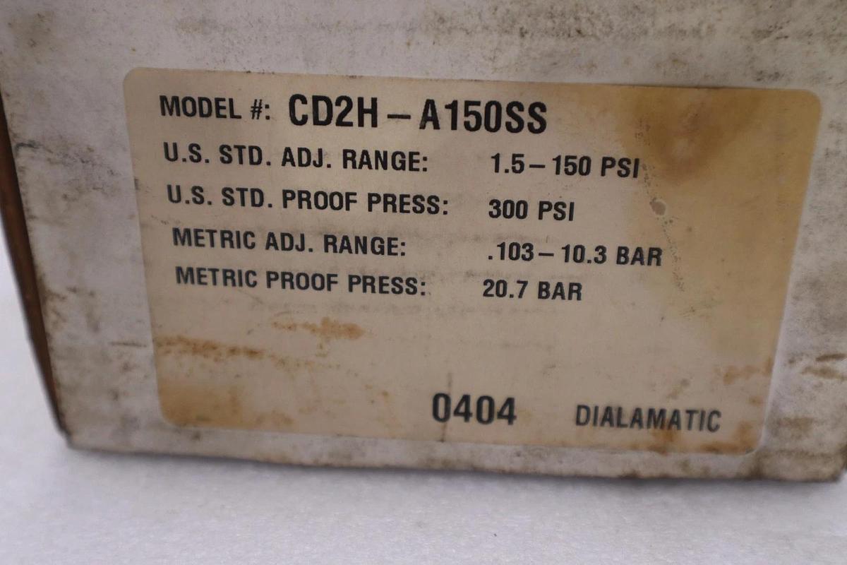 Used BARKSDALE CD2H-A150SS DIALMATIC PRESSURE SWITCH 1.5-150 PSI NEW IN BOX #GF-784