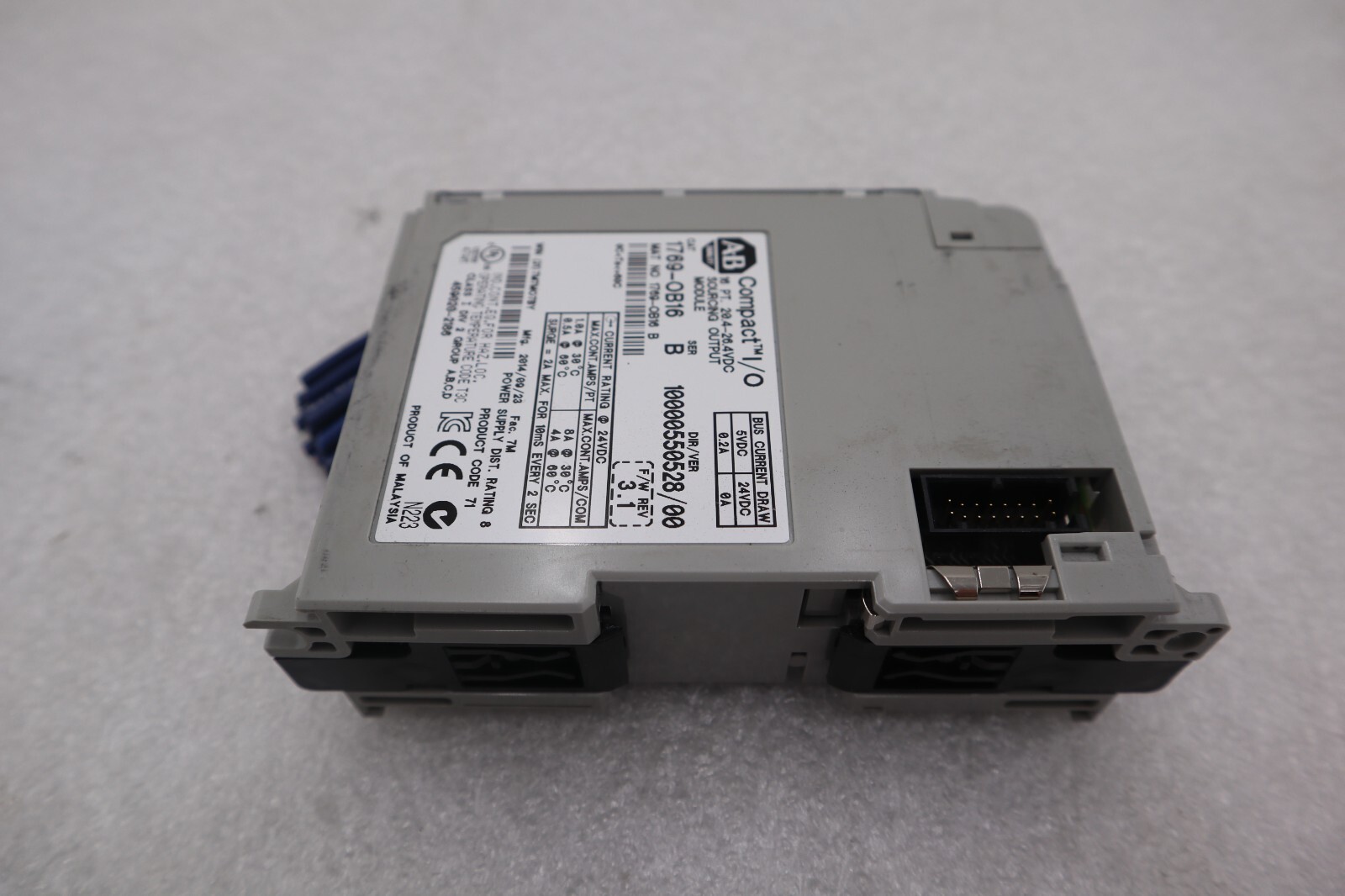 Used ALLEN BRADLEY 1769-OB16 SERIES B OUTPUT MODULE #K-2577-B