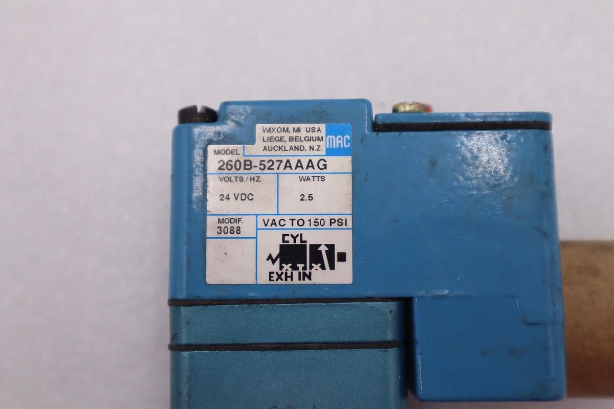Used MAC 260B-527AAAG SOLENOID VALVE VAC TO 150 PSI 24 VDC NEW STOCK #K-1069A