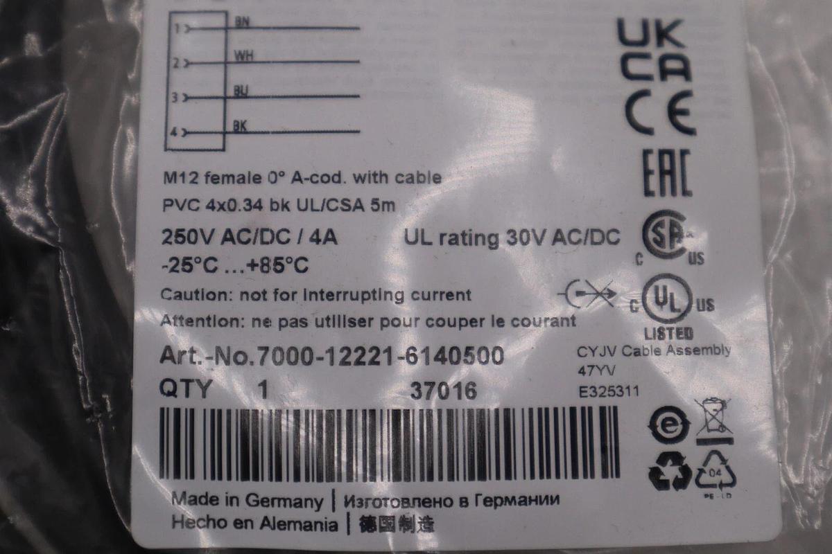 Used MURR ELEKTRONIK 7000-12221-6140500 250VAC/DC 4A 5M NSMP STOCK L-229C