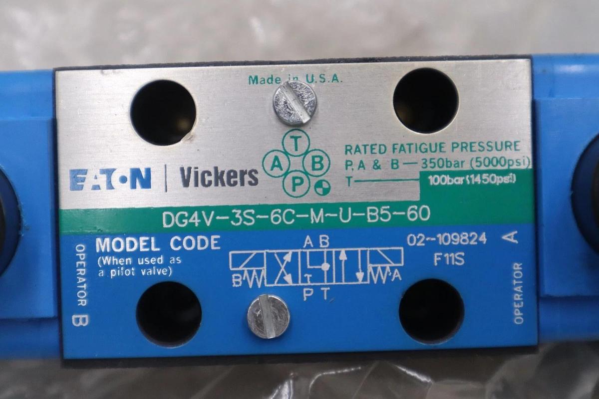 EATON VICKERS DG4V-3S-6C-M-U-B5-60 HYDRAULIC PILOT VALVE STOCK #K-1969A